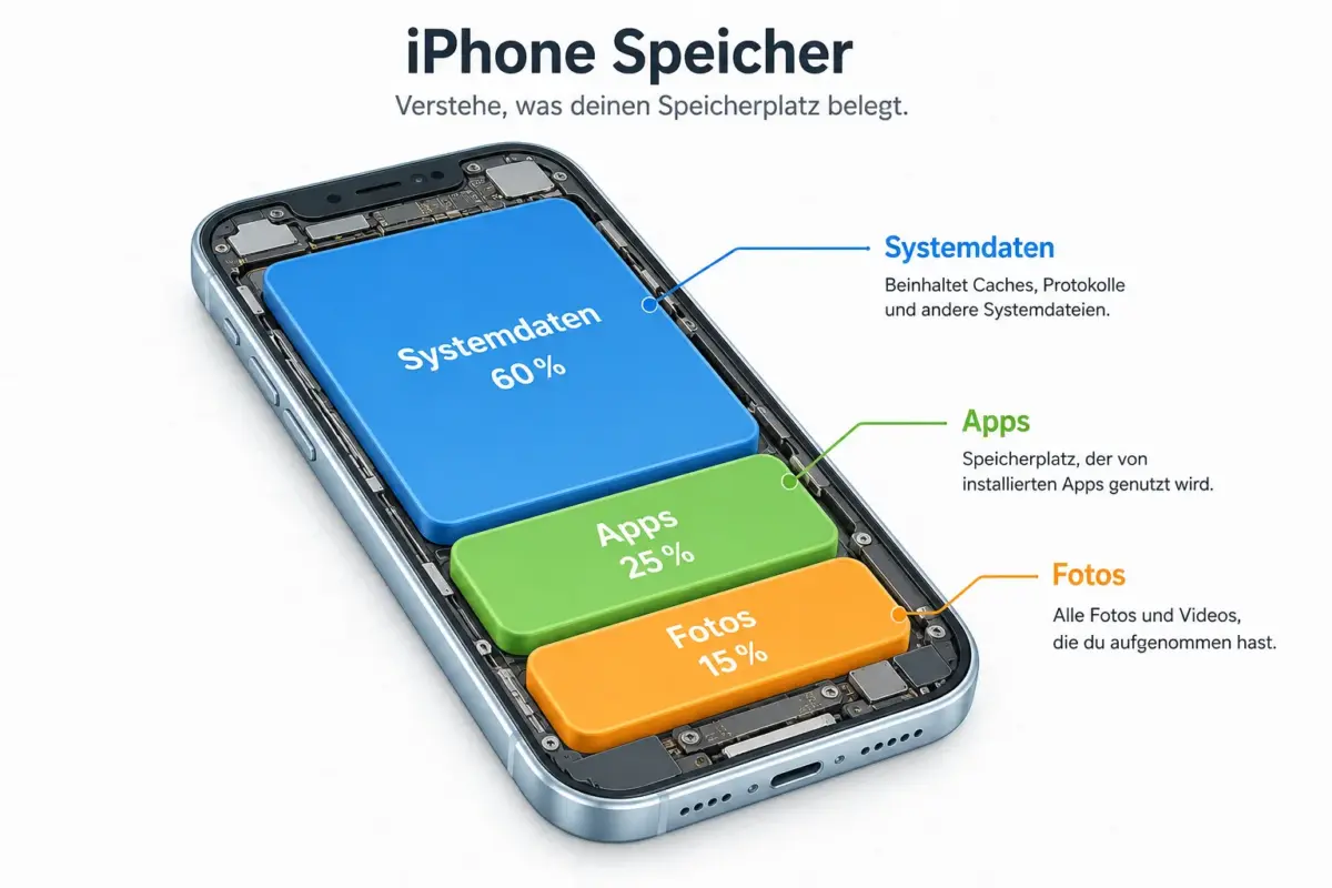 Speicher vom iPhone von Systemdaten befreien: Der ultimative Ratgeber 2026 1 Was sind die „Systemdaten" auf dem iPhone überhaupt?