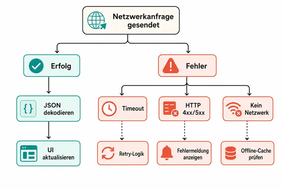 iOS-Netzwerkanfragen mit REST-APIs und URLSession 2 Best Practices für die Fehlerbehandlung bei Netzwerkanfragen