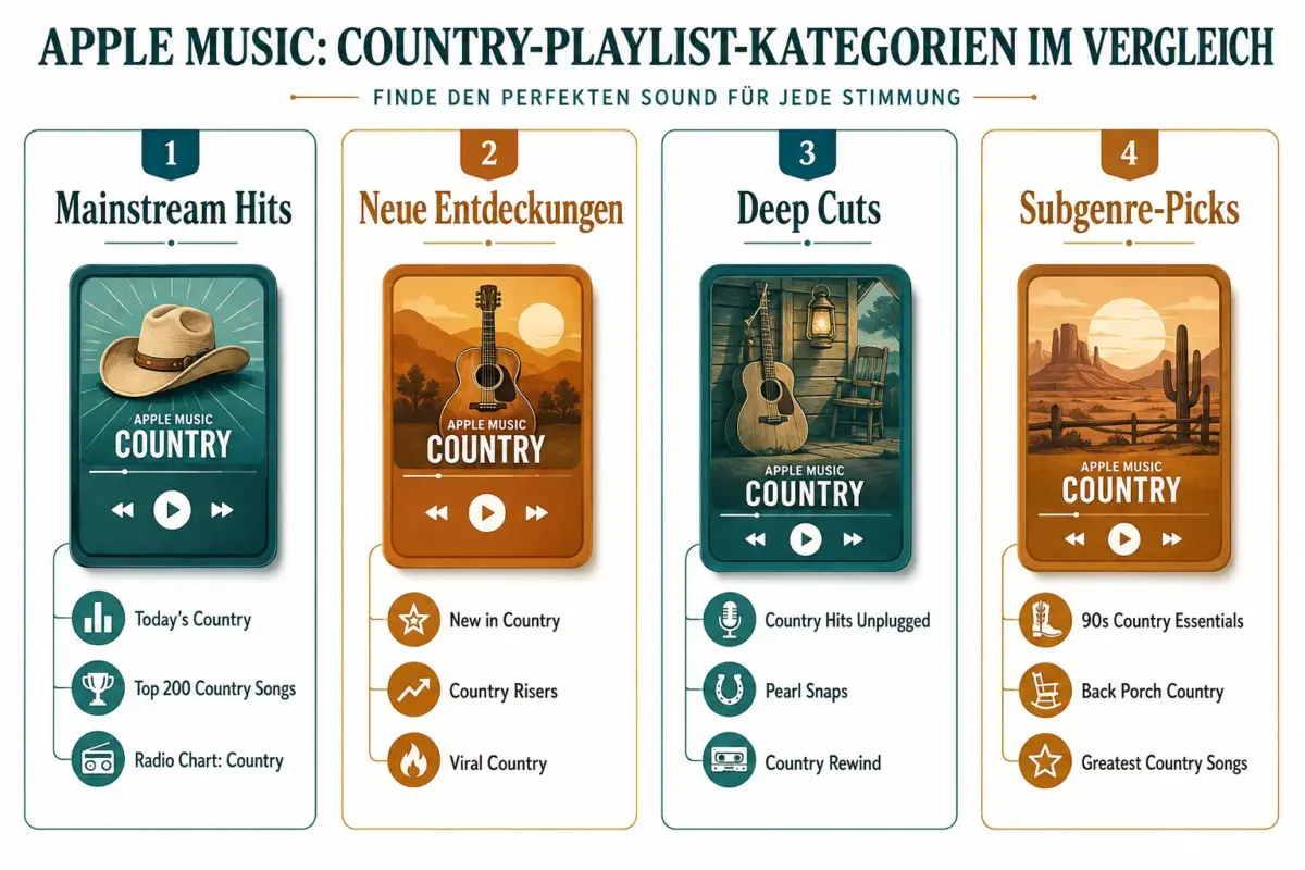 Apple Music Country-Playlists im Ranking: Welche eignen sich am besten für Mainstream-Hits, Neuentdeckungen und Deep Cuts? 1 Die besten Apple Music Country Playlists für Mainstream-Hits