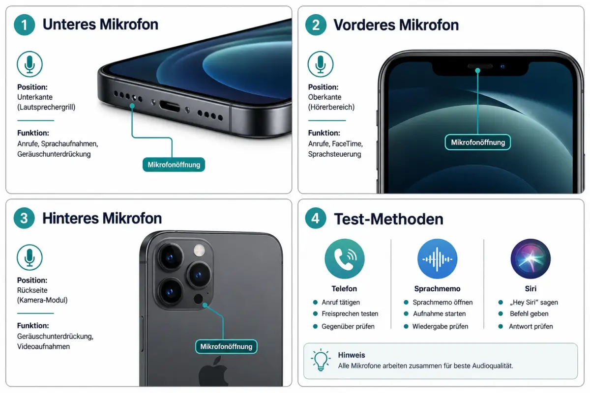 Hat das iPhone mehrere Mikrofone und wo befinden sie sich?