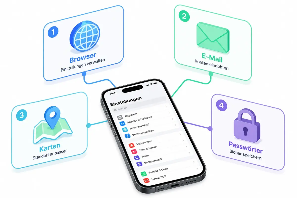 Standard-Apps auf dem iPhone ändern: Browser, Mail, Karten und Passwort-Manager 1 Kann ich Gmail als Standard-Mail-App auf dem iPhone einstellen?