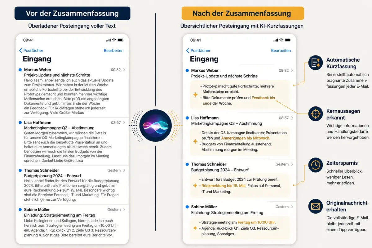 Siri AI: Nachrichten, E-Mails und Bildschirme auf dem iPhone zusammenfassen 3 Kann man Screenshots und Webseiten mit Siri zusammenfassen