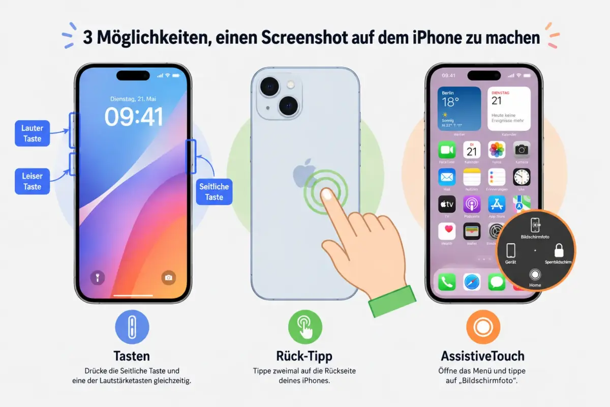 Screenshot auf dem iPhone machen: Tasten, Back Tap und AssistiveTouch 1 Key Takeaways
