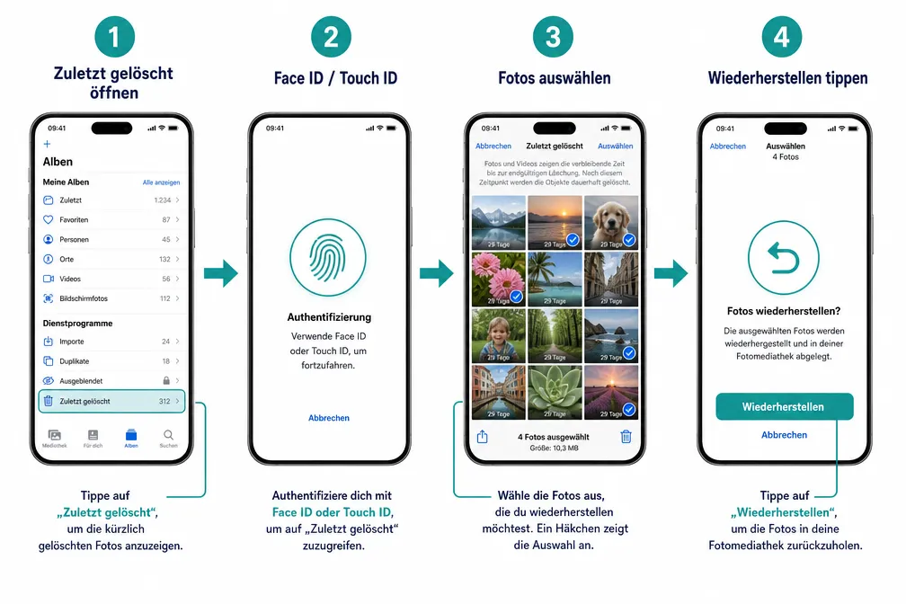 Schritt-für-Schritt: iPhone Fotos ohne Computer wiederherstellen