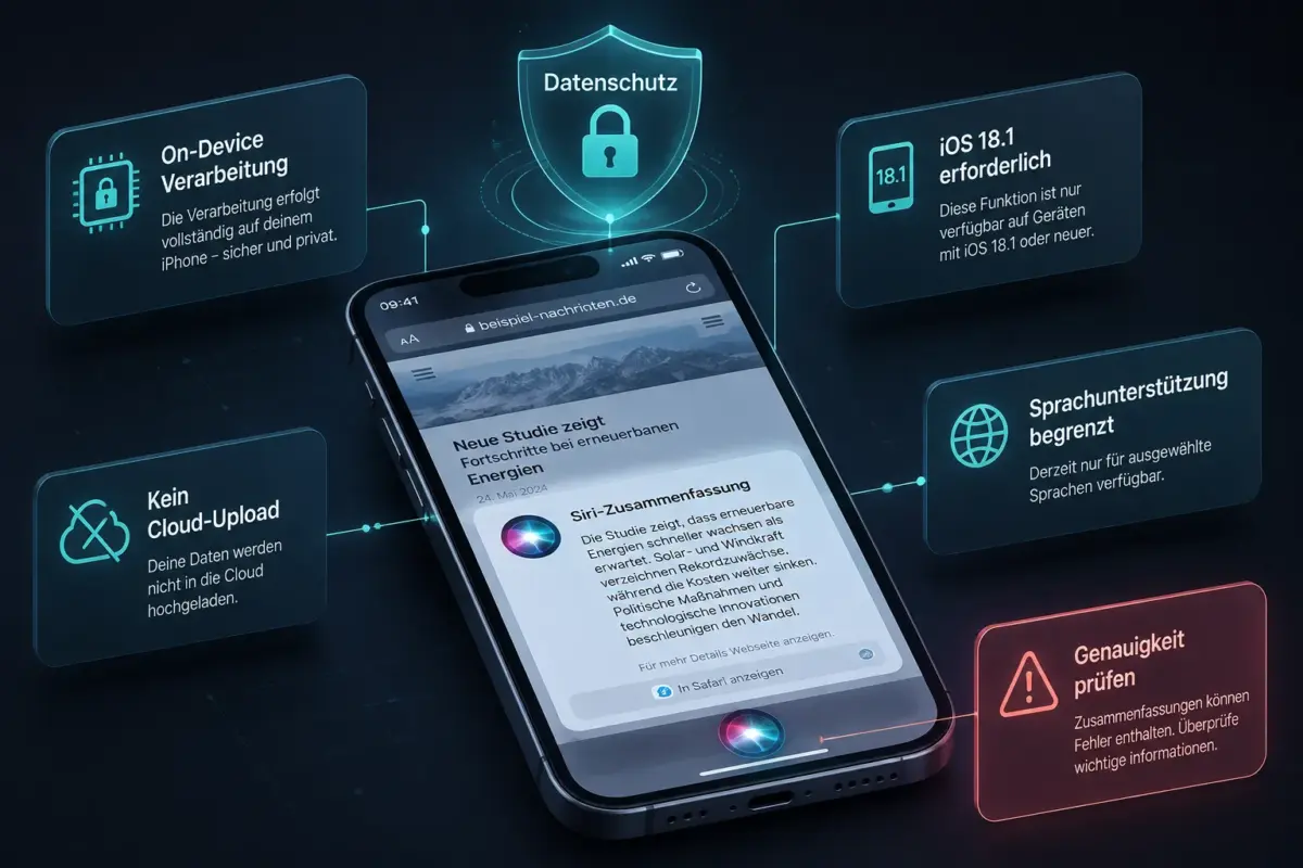 Siri AI: Nachrichten, E-Mails und Bildschirme auf dem iPhone zusammenfassen 4 Sind meine zusammengefassten Nachrichten bei Apple privat