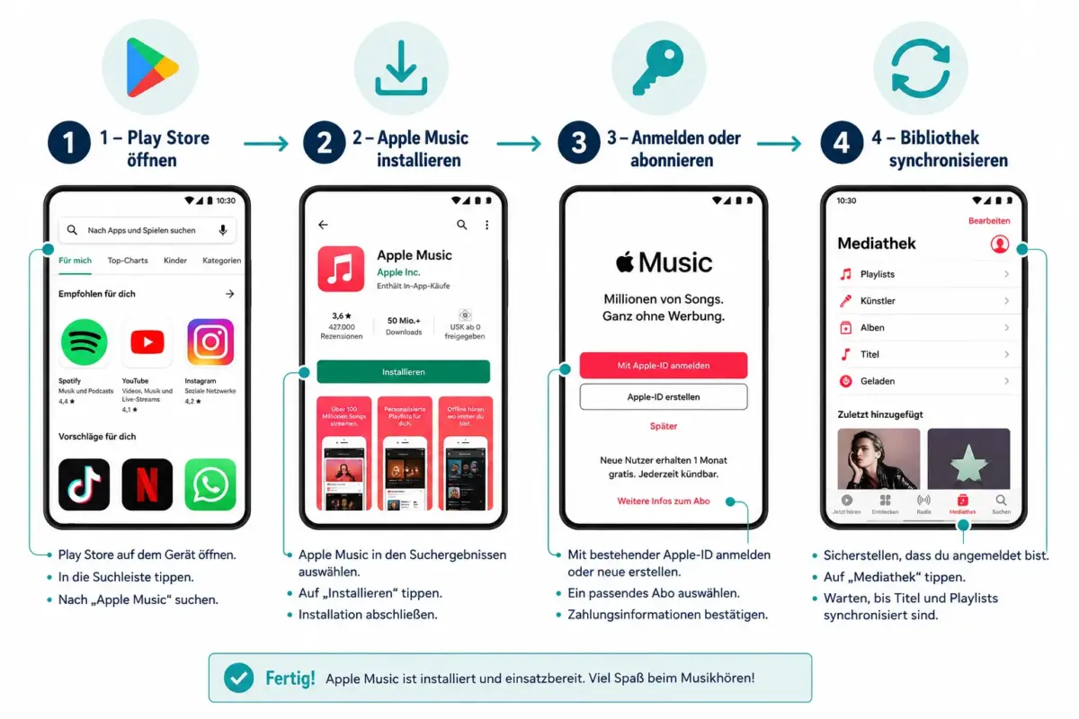 Apple Music auf Android: Einrichtung, fehlende Funktionen und die besten Workarounds 1 So richtet man Apple Music auf dem Android-Smartphone ein