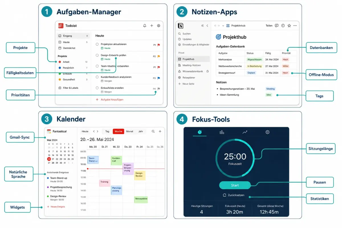 Beste Produktivitäts-Apps für iOS 2026: Aufgaben-Manager, Notizen, Kalender und Fokus-Tools im Vergleich 1 Todoist vs. Things 3 vs. Microsoft To Do: Welche App ist besser?