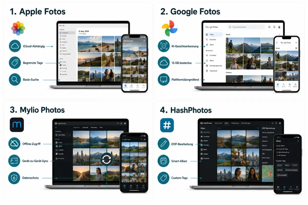 Beste iOS-Foto- und Galerie-Apps 2026: Organisieren, Verbergen & Sichern 1 Was ist der Unterschied zwischen Google Photos und Apple Fotos auf dem iPhone?
