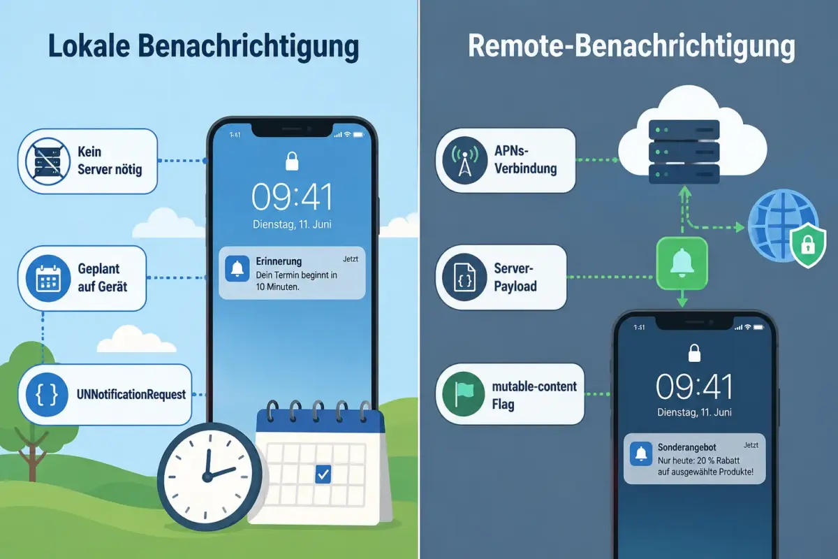 Was ist der Unterschied zwischen lokalen und Remote-Benachrichtigungen?