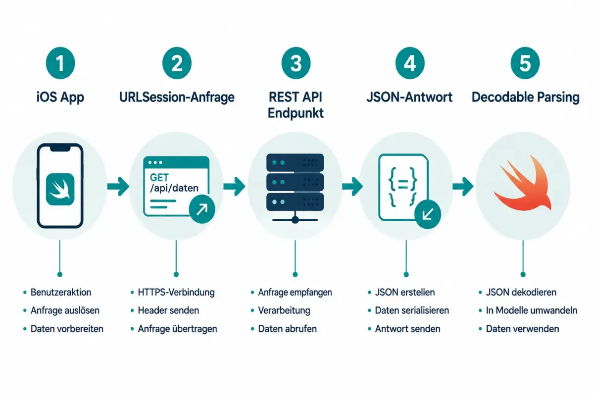 iOS-Netzwerkanfragen mit REST-APIs und URLSession 1 Was ist eine REST API und wie funktioniert sie auf iOS?