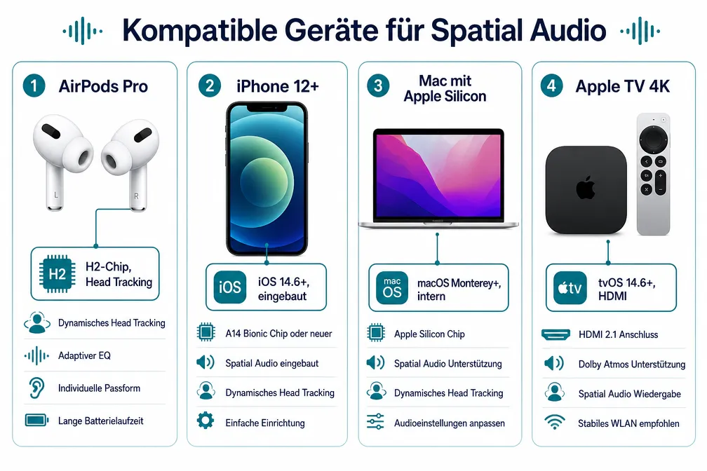 Spatial Audio auf Apple Music: Was es ist, unterstützte Geräte und Aktivierung 1 Welche Apple-Geräte unterstützen Spatial Audio?