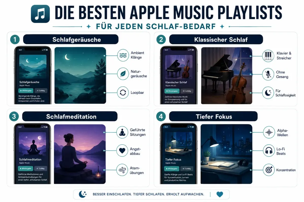 Die besten Apple Music Sleep-Playlists für Meditation, Fokus und Angstabbau 1 Welche Apple Music Sleep Playlists sind die besten?