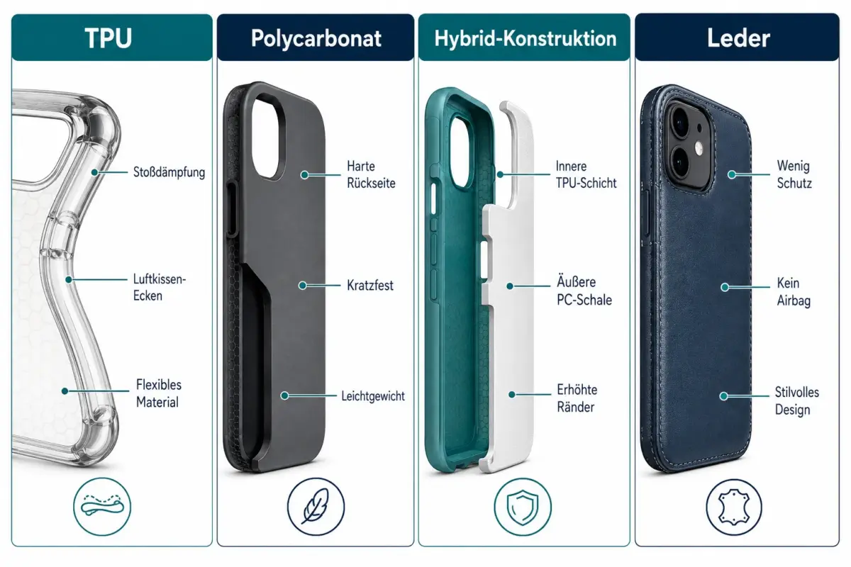 Welche Materialien bieten den besten Sturzschutz für iPhone-Hüllen?