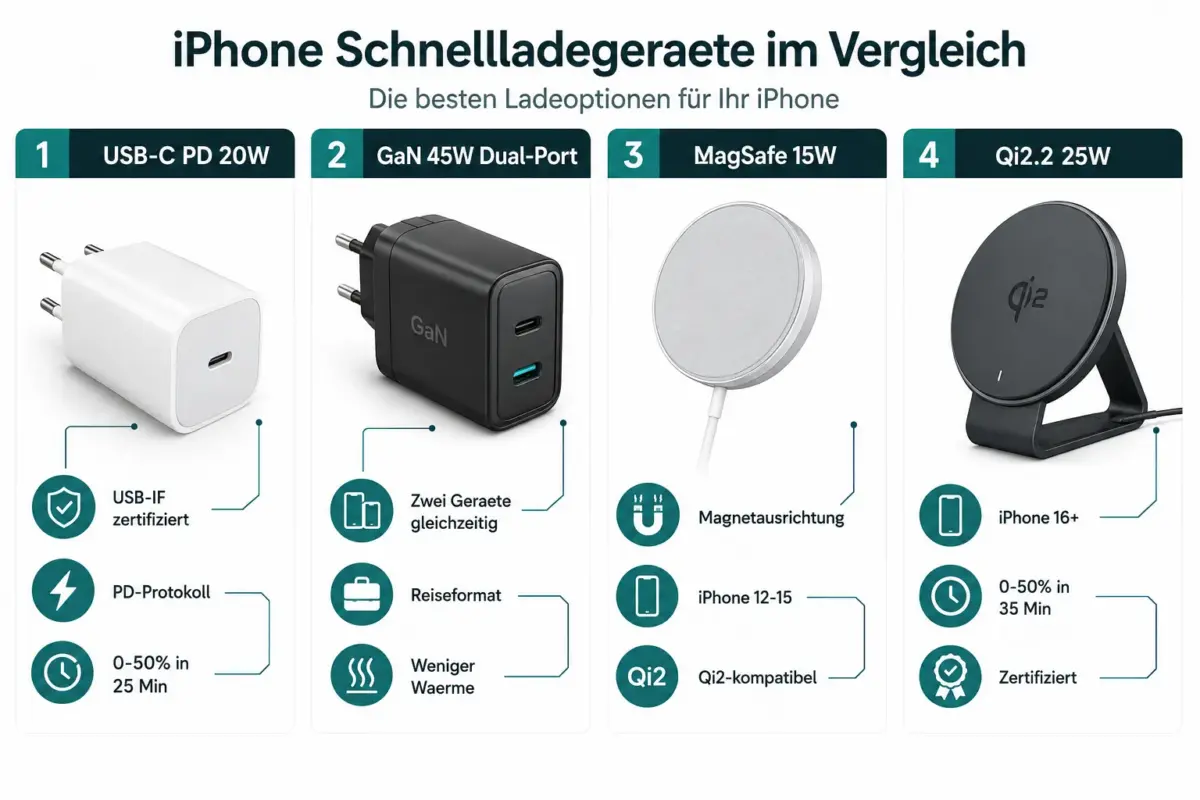 Welches USB-C-Ladegeraet ist das schnellste fuer das iPhone?