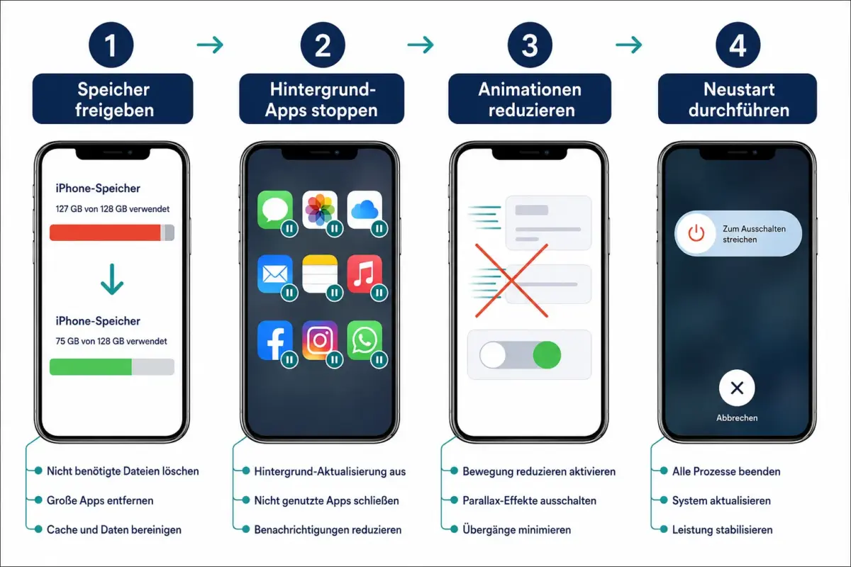 Ein langsames iPhone wieder schneller machen - so gehts 1 Wie Cache leeren und Speicher auf dem iPhone freigeben?