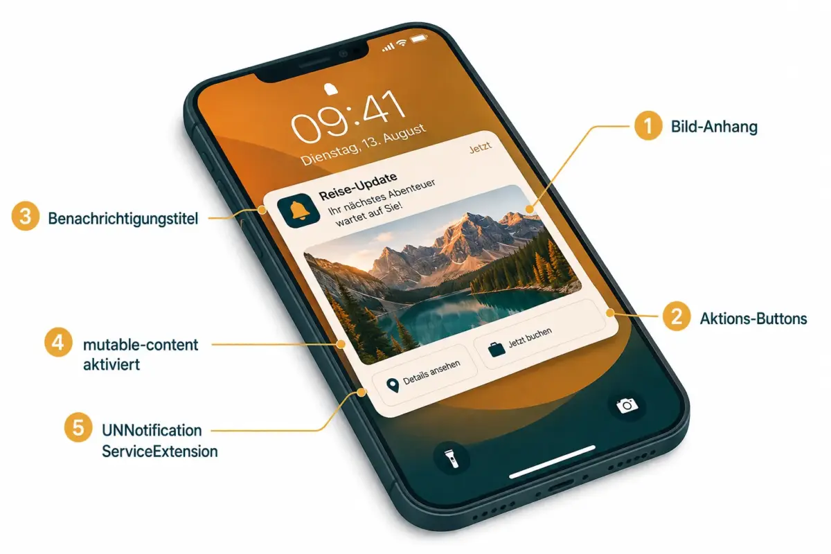 Wie funktionieren Rich Media Push Notifications auf iOS?