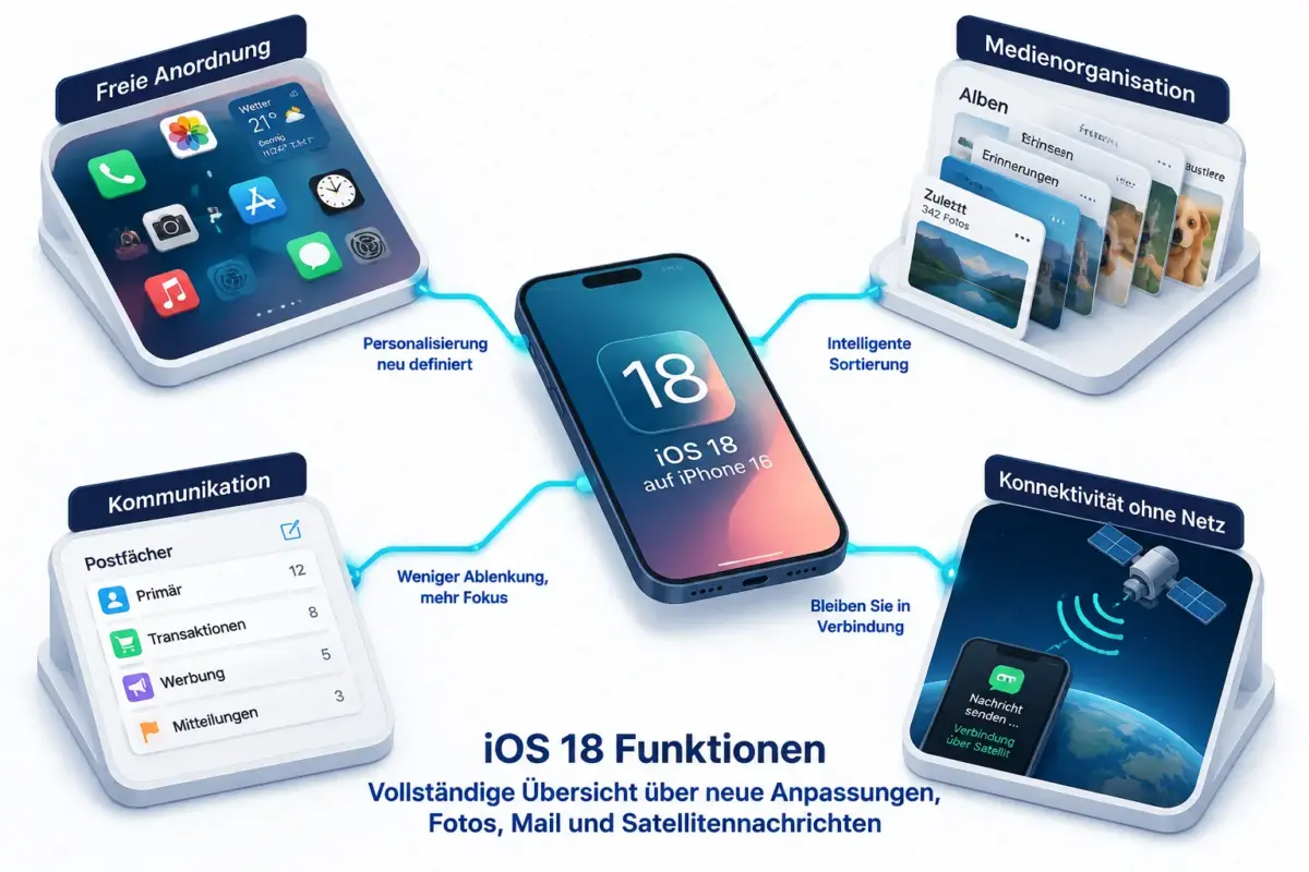 iOS 18: Alle neuen Funktionen zu Anpassung, Fotos, Mail und Satellit 4 Wie funktioniert Satelliten-Messaging in iOS 18?