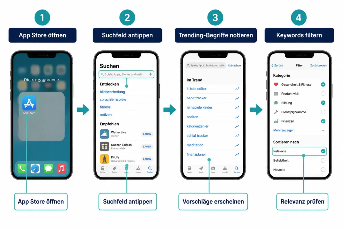 App Store Trending Searches für die Keyword-Recherche nutzen 1 Wie greife ich auf Trending Searches im Apple App Store zu?