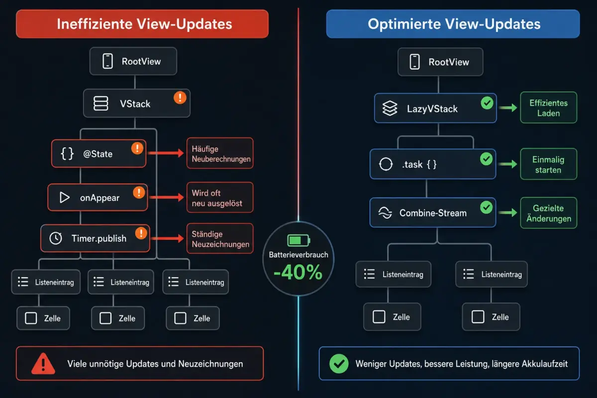 iPhone-Akkuverbrauch in SwiftUI senken ohne UX-Einbußen 2 Wie man CPU-Verbrauch in SwiftUI-Views reduziert