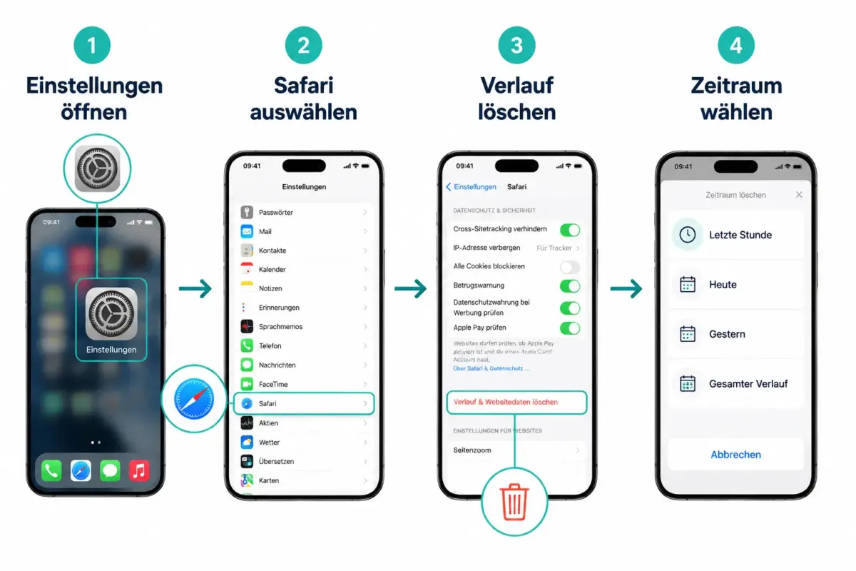 iPhone-Cache leeren: Safari, App-Cache und Systemdaten erklärt 1 Wie man den Safari-Cache auf dem iPhone loscht