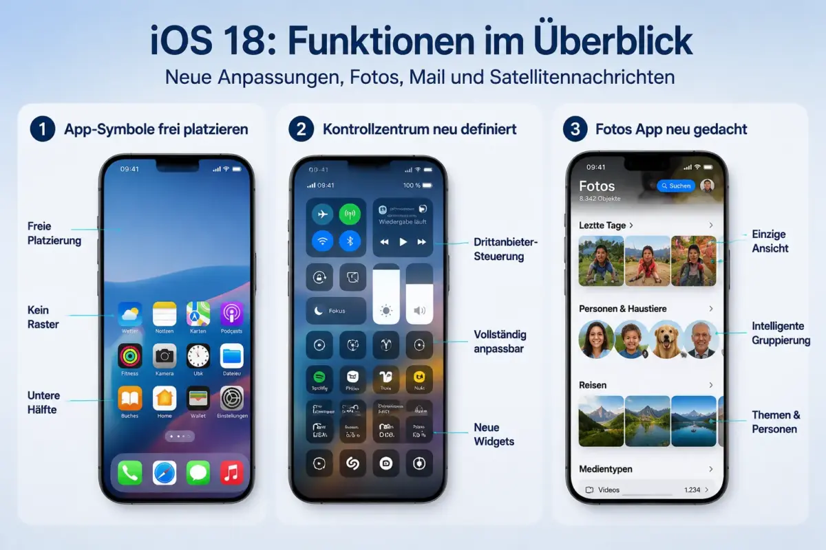 iOS 18: Alle neuen Funktionen zu Anpassung, Fotos, Mail und Satellit 3 Wie passe ich den Startbildschirm in iOS 18 an?