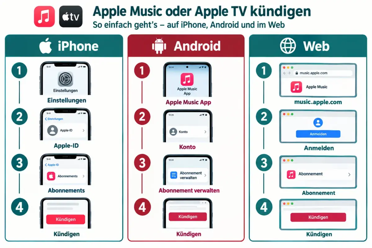 Apple Music oder Apple TV kündigen: Schritt für Schritt auf iPhone, Android und im Web 1 Apple Music auf dem iPhone kündigen