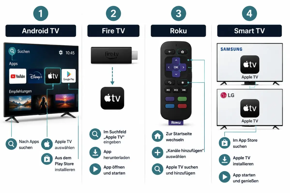 Apple TV auf Android TV, Fire TV, Roku und Smart TVs installieren: Einrichtung und Fehlerbehebung 1 Apple TV App auf Android TV installieren, Schritt für Schritt