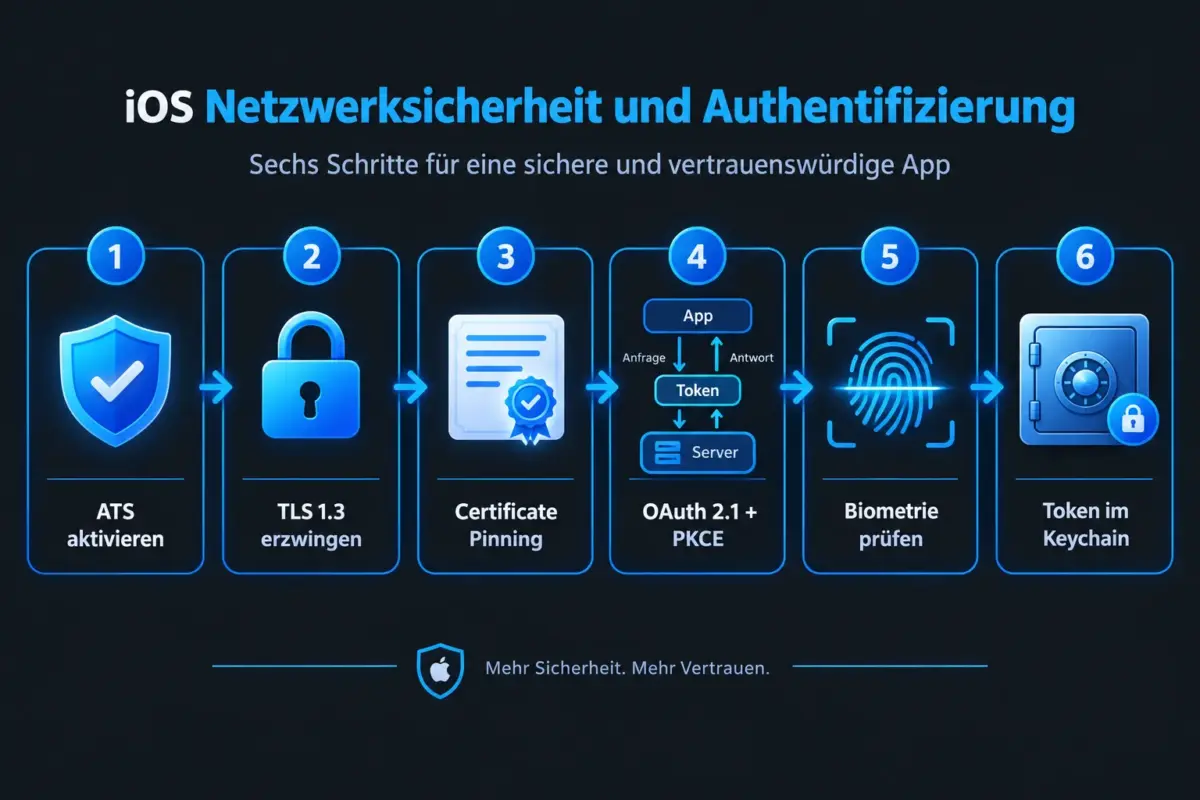 iOS-Sicherheit für App-Entwickler 2026: Speicherung, Netzwerk und Authentifizierung 2 Best Practices für OAuth und biometrische Authentifizierung auf iOS