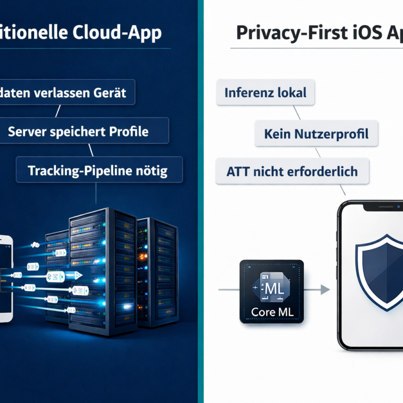 Privacy-First-iOS-Apps entwickeln: Datensparsamkeit von Anfang an 2 Core ML vs. Server-seitige Verarbeitung: Was ist besser für iOS-Apps?