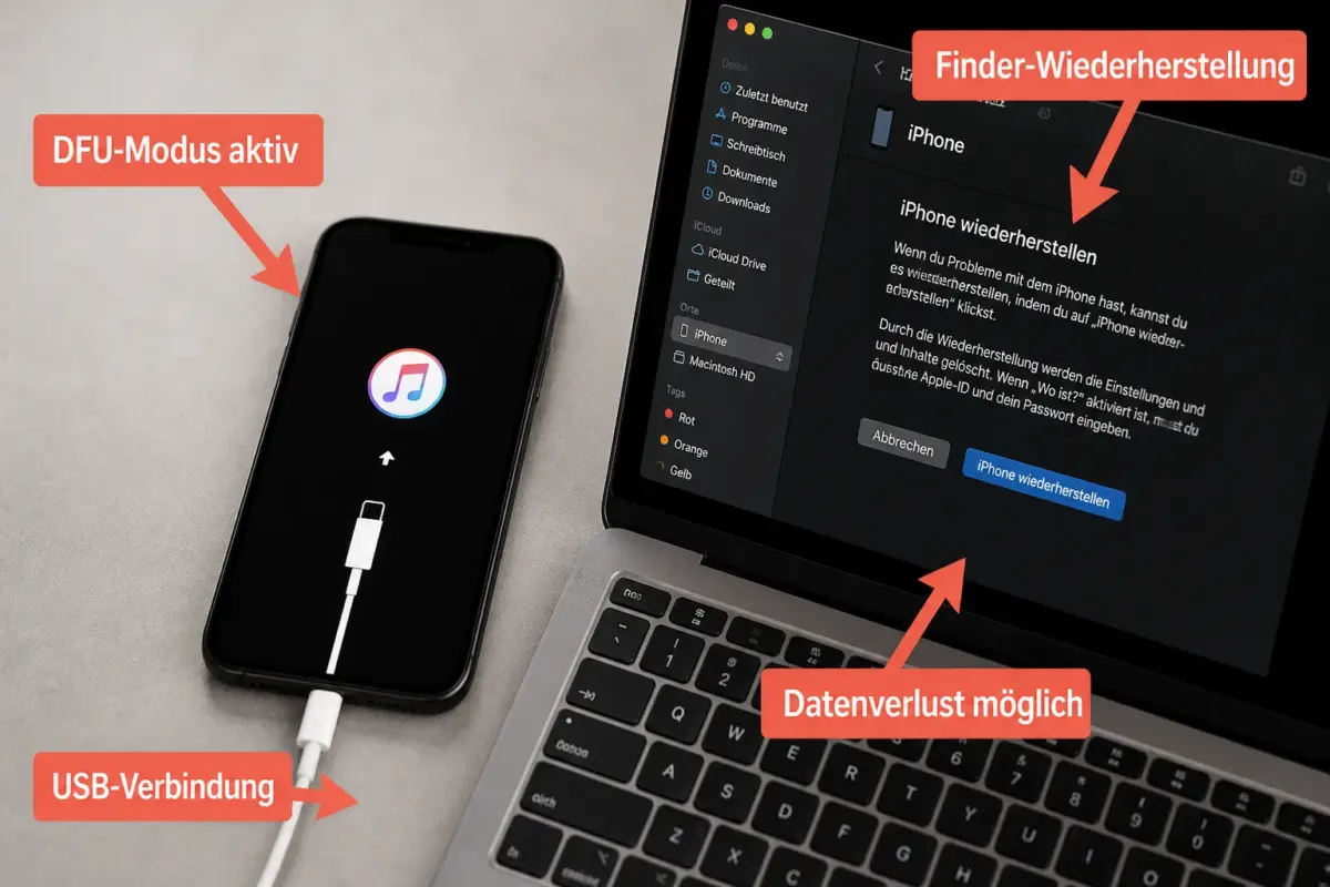iOS-Update hängt oder schlägt fehl am iPhone: Von „Update wird vorbereitet“ bis Wiederherstellungsmodus 3 DFU-Modus vs. Wiederherstellungsmodus: Wann welchen nutzen?