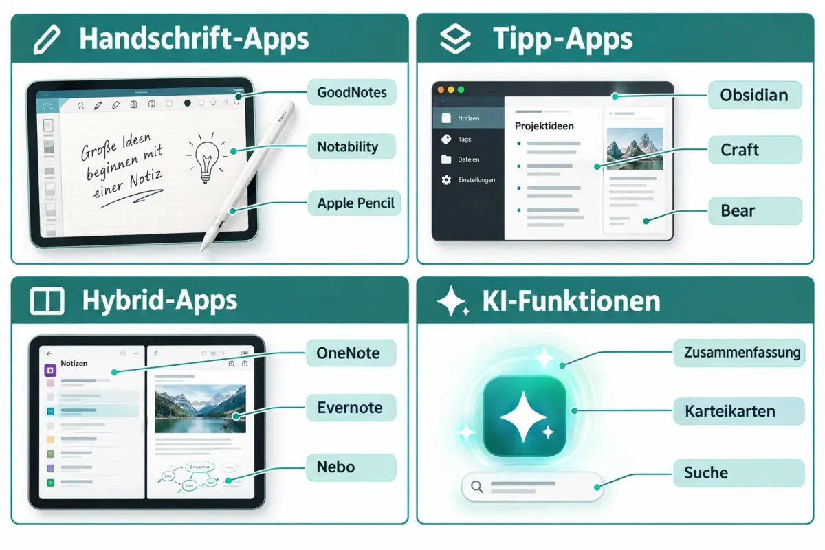 Die besten iOS-Apps für Handschrift und Tippen zusammen