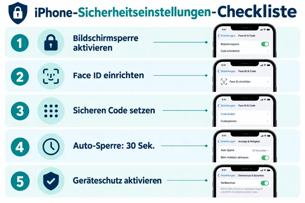 Die besten iPhone-Sicherheitseinstellungen 2026: Die komplette Checkliste zum Absichern von Gerät und Apple-ID 1 Face ID und Code auf dem iPhone aktivieren