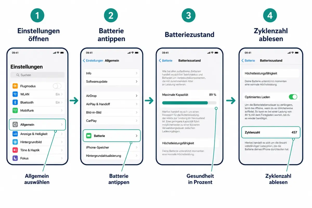 iPhone-Ladezyklen prüfen: Anleitung für alle Modelle 1 iPhone-Ladezyklenanzahl prüfen auf iPhone 15 und neuer