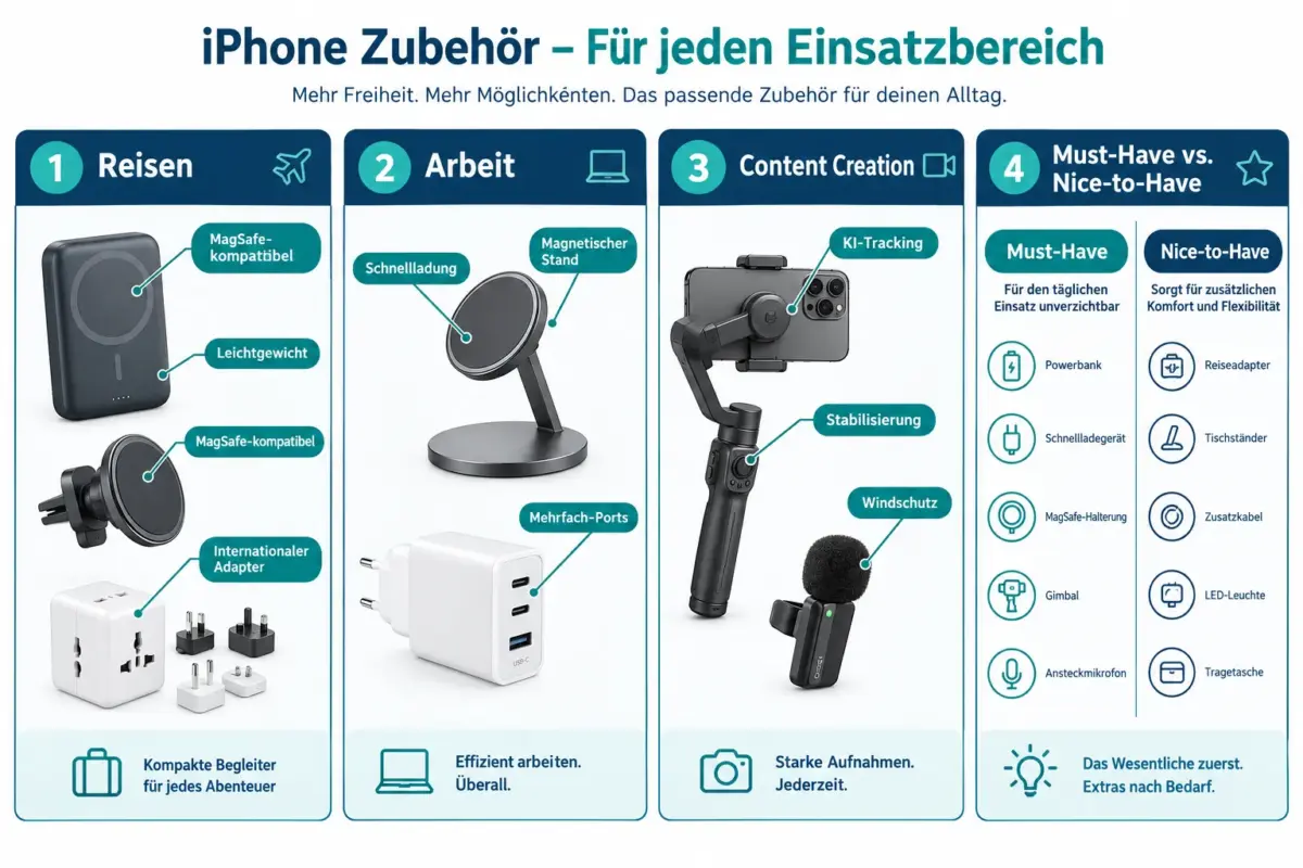 Bestes iPhone-Zubehör für Reisen, Arbeit und Content Creation 2027 1 Unverzichtbares iPhone-Zubehör für Reisen 2027