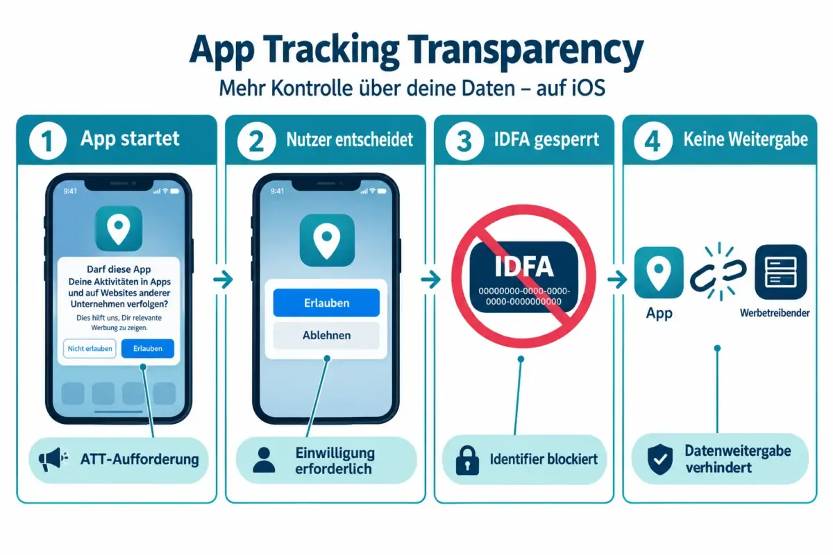 iOS-Datenschutzfunktionen erklärt: Wie App Tracking Transparency, iCloud Private Relay und Hide My Email Nutzer schützen 1 Was ist App Tracking Transparency auf dem iPhone und wie funktioniert es?