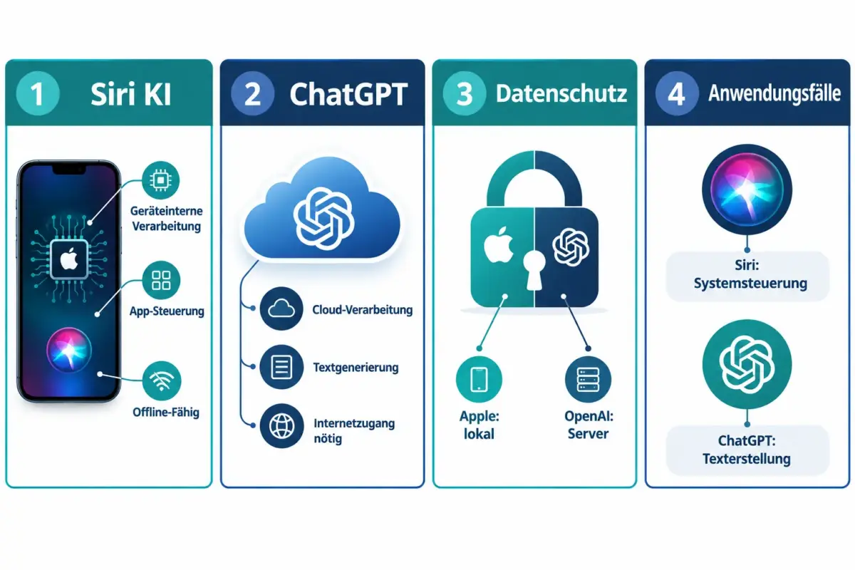 iOS 27 Siri-KI vs. ChatGPT auf dem iPhone: Funktionen, Datenschutz und beste Anwendungsfälle 1 Was ist der Unterschied zwischen Siri und ChatGPT auf dem iPhone?