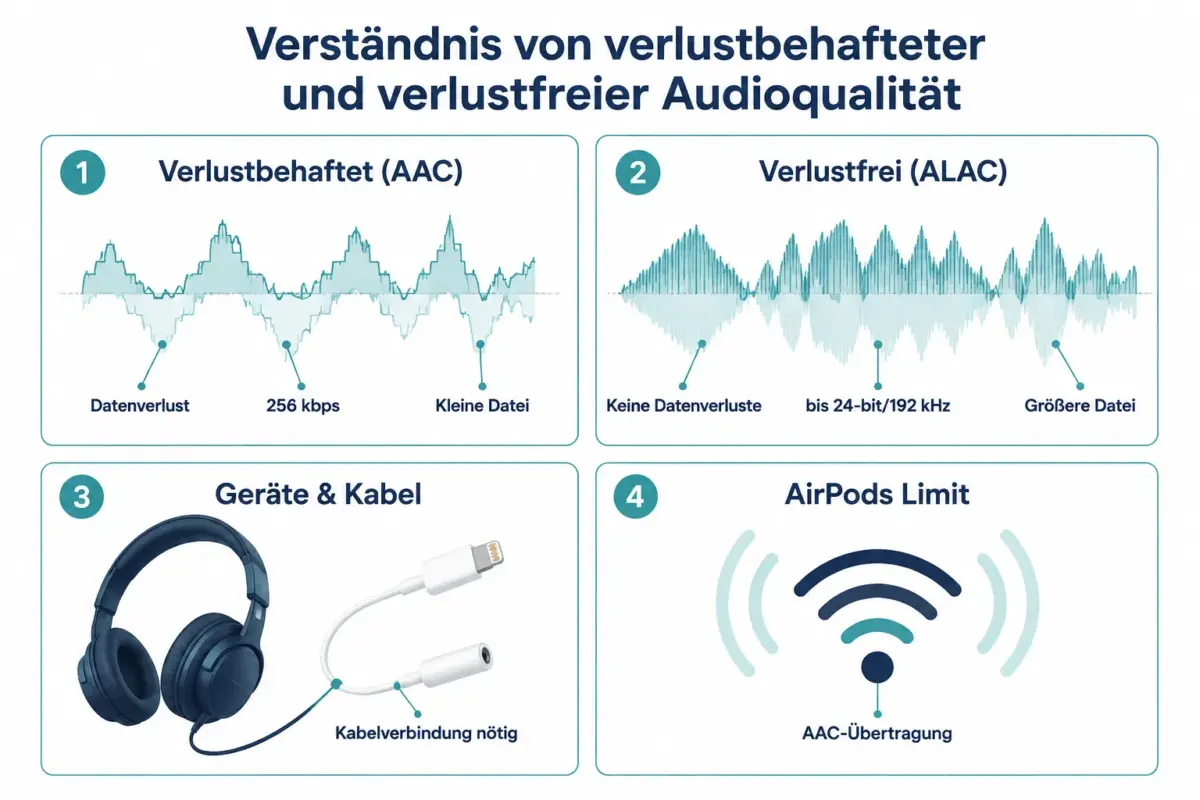 Apple Music Hi-Fi Lossless Audio: Was es ist, wer den Unterschied hört und wann es sich lohnt 1 Was ist Lossless-Audio und wie unterscheidet es sich vom normalen Streaming?