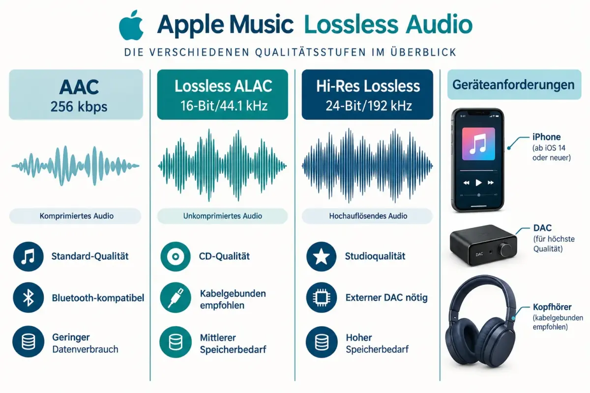 Apple Music Lossless Audio erklärt: Voraussetzungen, Geräte und Aktivierung 1 Was ist verlustfreies Audio und warum ist es wichtig?
