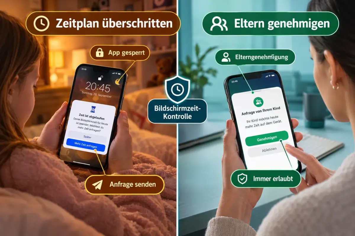 iOS 27 Bildschirmzeit-Zeitpläne für Kinder: Schule, Schlaf und Wochenende getrennt begrenzen 2 Was passiert, wenn das Bildschirmzeit-Limit erreicht ist?
