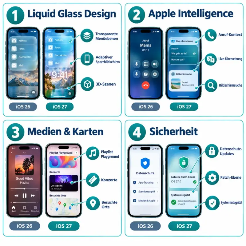iOS 27 vs. iOS 26: Welche Funktionen zählen und welche iPhones upgraden sollten 1 Was sind die wichtigsten Unterschiede zwischen iOS 27 und iOS 26?