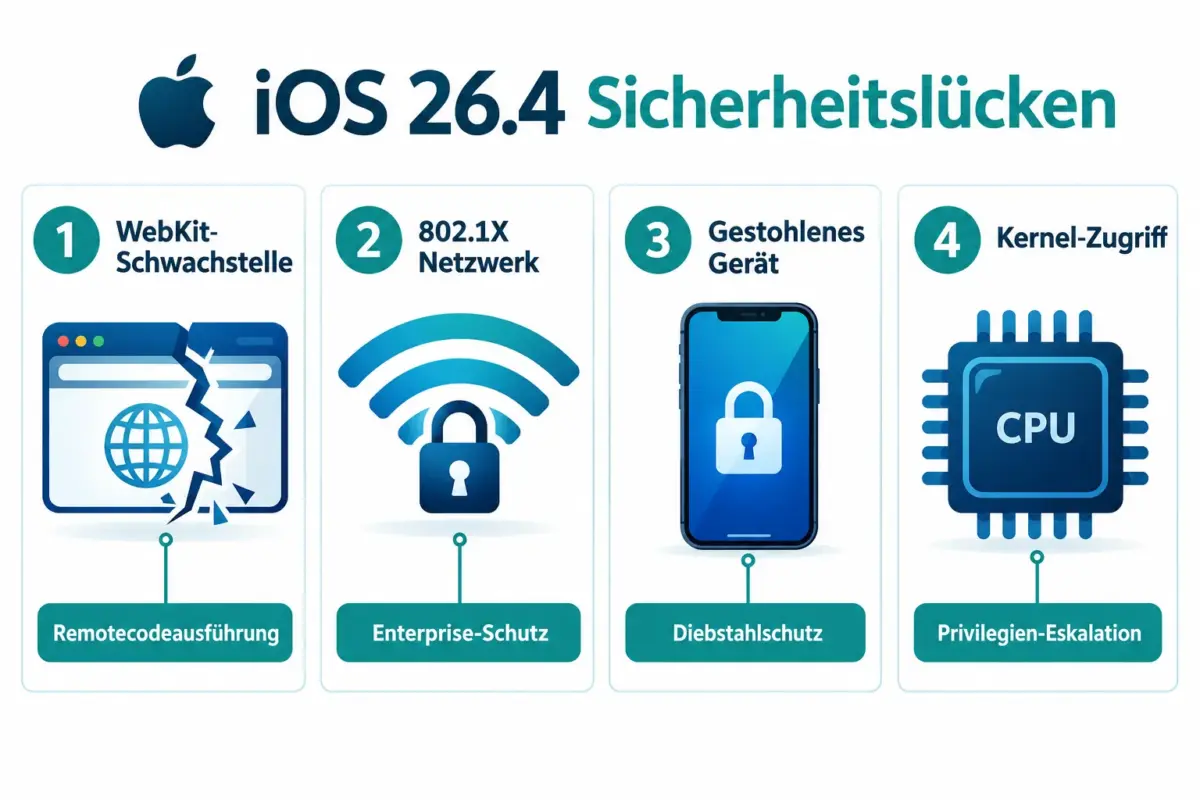iOS 26.4 Sicherheitsupdate: Was es schützt und wie man es sicher installiert 1 Welche Sicherheitslücken behebt iOS 26.4?