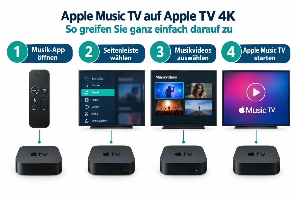 Apple Music TV: 24/7-Musikvideo-Livestream auf Apple TV 4K ansehen 1 Wie greife ich auf Apple Music TV auf dem Apple TV 4K zu?