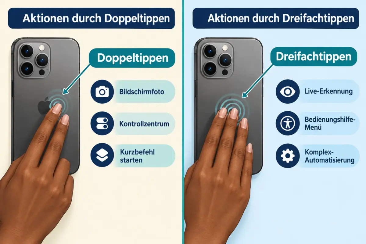 So passt du iOS-Bedienungshilfen-Kurzbefehle an: Dreifachklick, Back Tap und Aktions-Kombis für schnellere Nutzung 2 Wie konfiguriert man Back-Tap-Gesten in iOS?