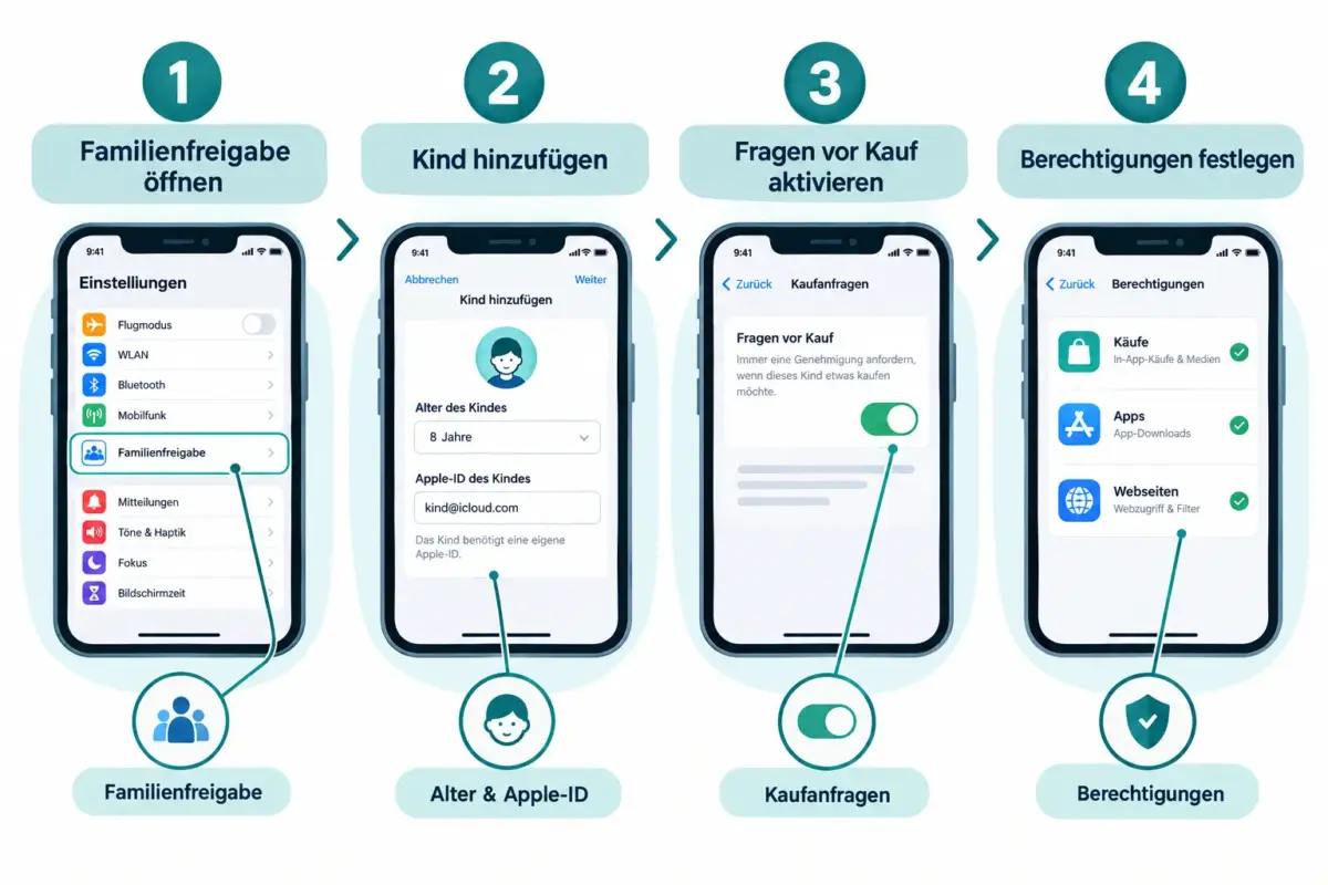 Wie richtet man ein Kinderkonto in der Familienfreigabe unter iOS 27 ein?