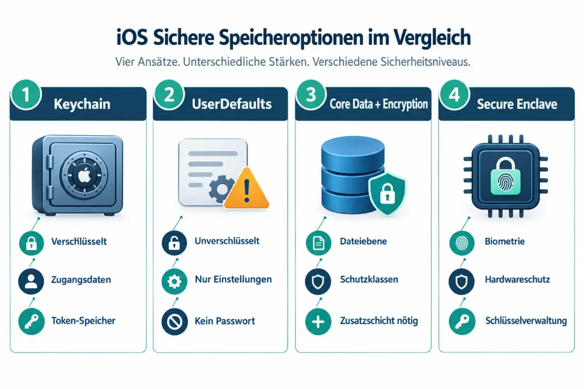 iOS-Sicherheit für App-Entwickler 2026: Speicherung, Netzwerk und Authentifizierung 1 Wie speichere ich sensible Daten sicher in iOS-Apps?