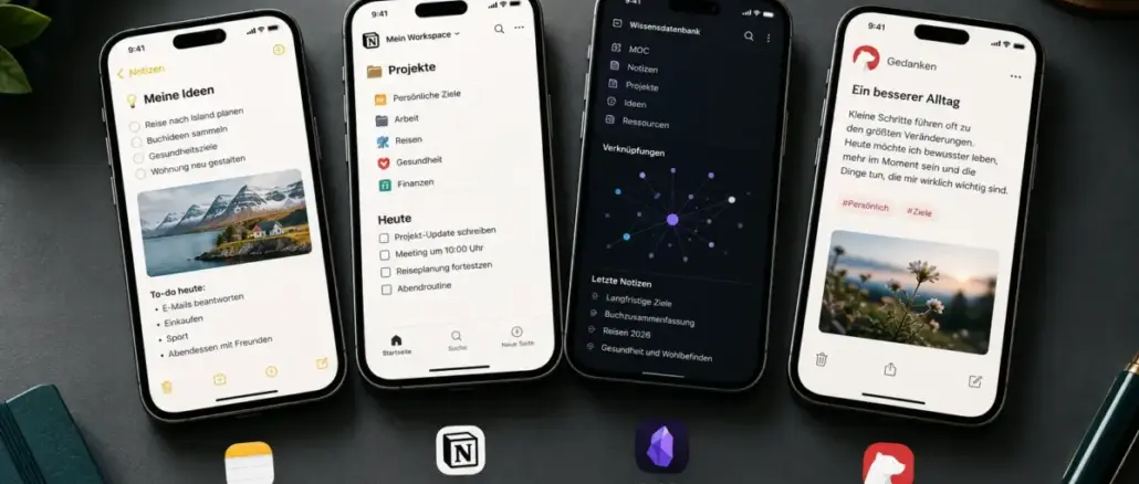 Best iPhone Note-Taking Apps in 2026: Apple Notes, Notion, Obsidian, and Bear Compared