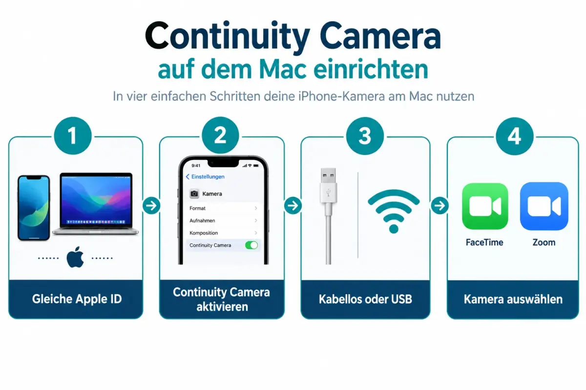 iPhone als Webcam mit Mac und Windows nutzen: Einstellungen, Apps und Halterungs-Tipps 1 Continuity Camera auf dem Mac einrichten