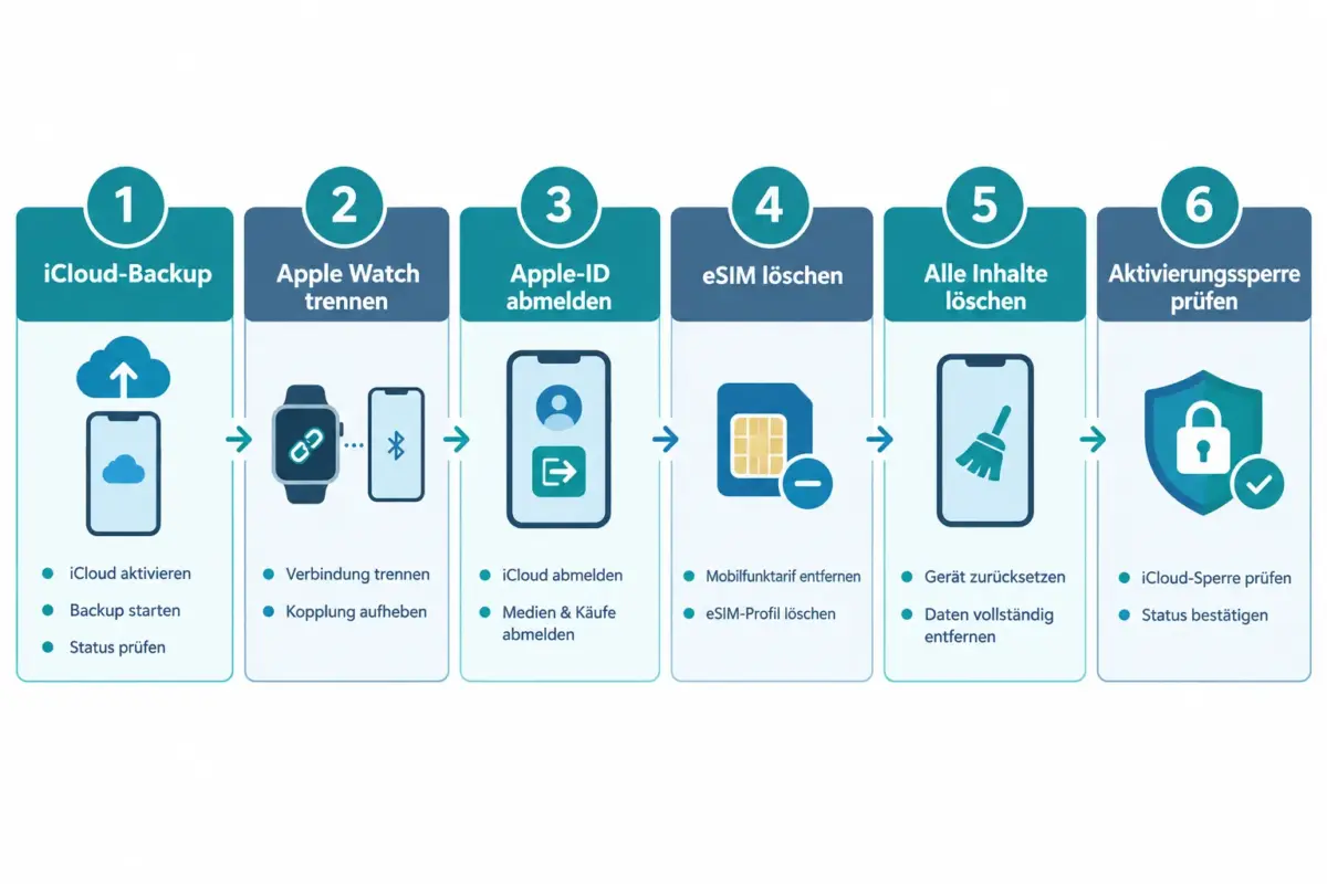 iPhone vor dem Verkauf zurücksetzen: Backup, Aktivierungssperre, eSIM und Datenlöschung 1 Die vollständige Checkliste: iPhone vor dem Verkauf zurücksetzen