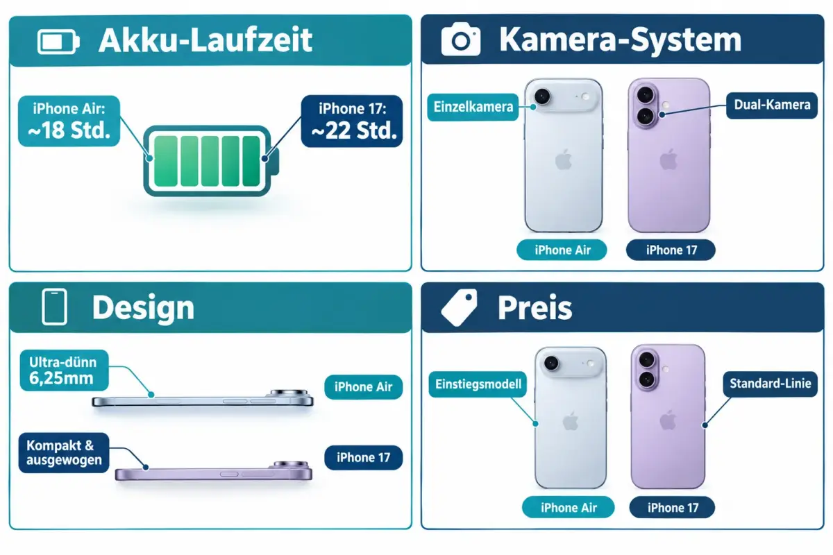 iPhone Air vs iPhone 17: Akkulaufzeit im Vergleich
