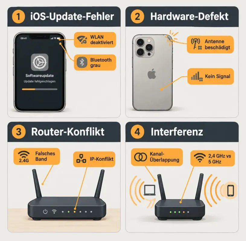 iPhone WLAN und Bluetooth funktionieren nicht: Die Netzwerk-Checkliste zur Fehlerbehebung 2 WLAN und Bluetooth am iPhone funktionieren nicht nach einem iOS-Update